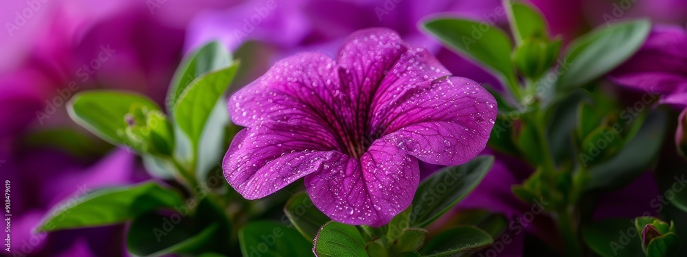 petals dotted with water droplets, encircled by a green stem petals dotted with water droplets, encircled by a green stem