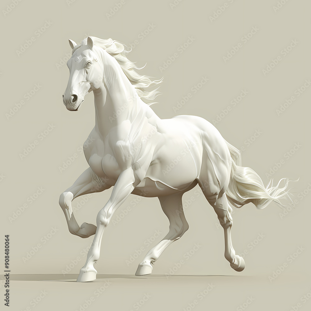 Fototapeta premium 3D horse in white background vector image
