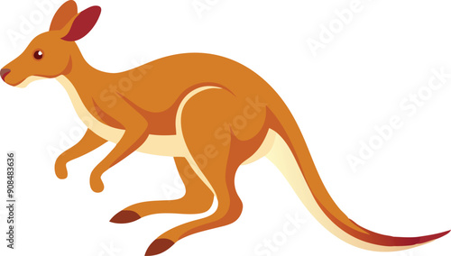 A lively kangaroo leaps across the outback under a bright, sunny sky.