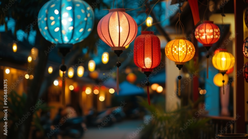 Colorful Lanterns Lighting up a Traditional Festival Colorful Lanterns Lighting up a Traditional Festival