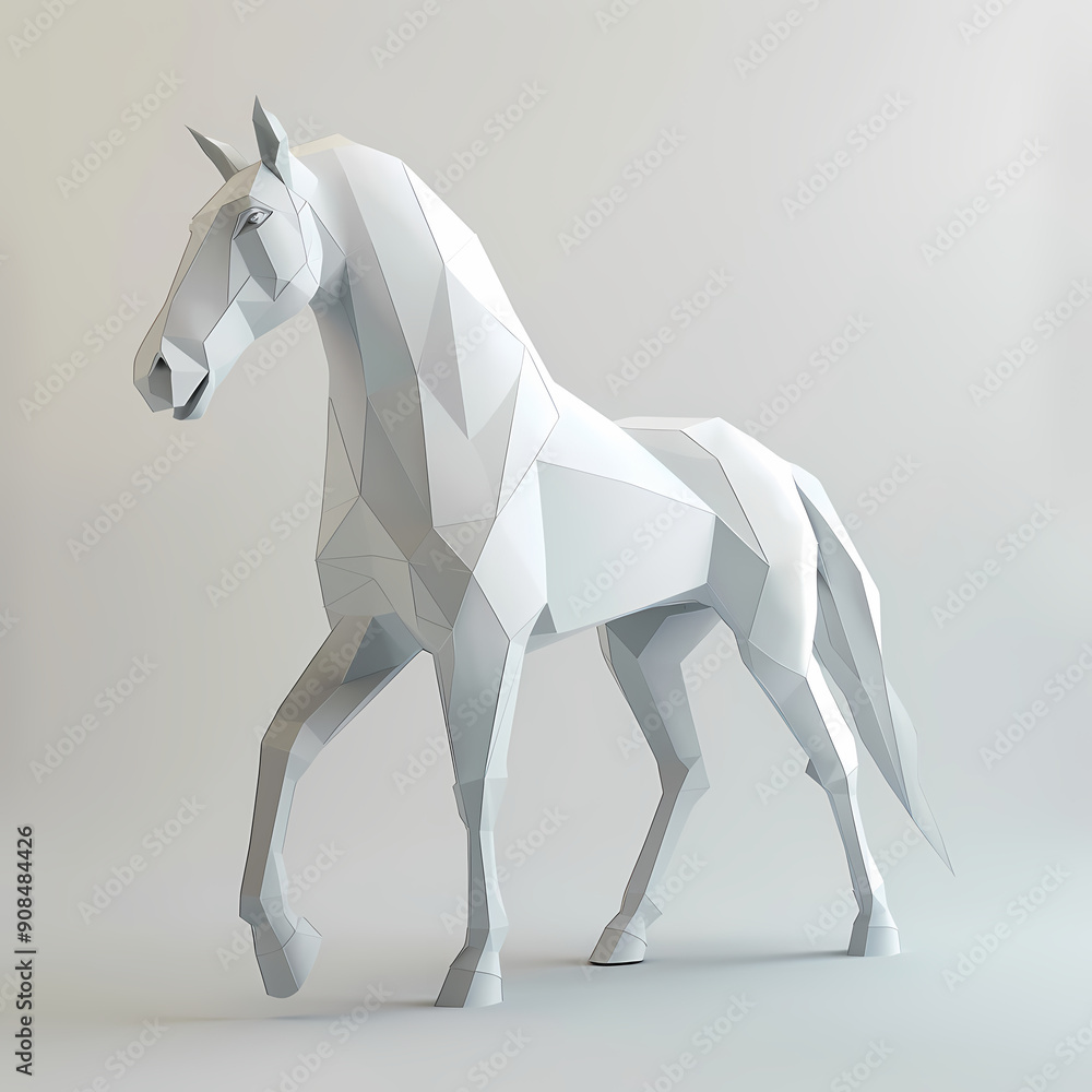 Obraz premium 3D horse in white background vector image