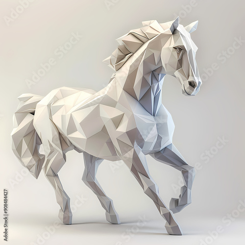 3D horse in white background vector image photo