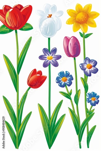 Wallpaper Mural Collection of 2D and 3D Vector Flat Abstract Minimalistic Art of Flowers and Meadow Isolated on a White Background Torontodigital.ca