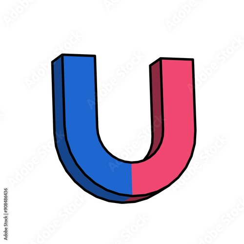 Magnet icon. Cartoon style 3d render illustration