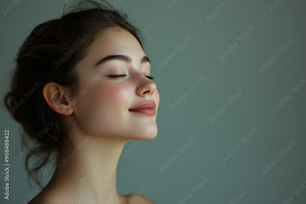 A close up of a girl's face with her eyes closed A close up of a girl's face with her eyes closed