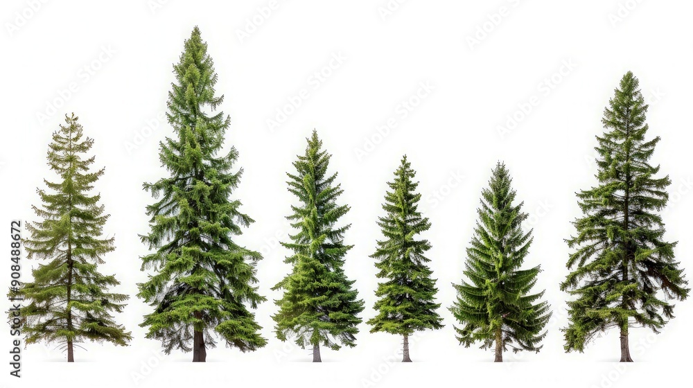 Collection of Fir Trees Isolated on White Background Collection of Fir Trees Isolated on White Background