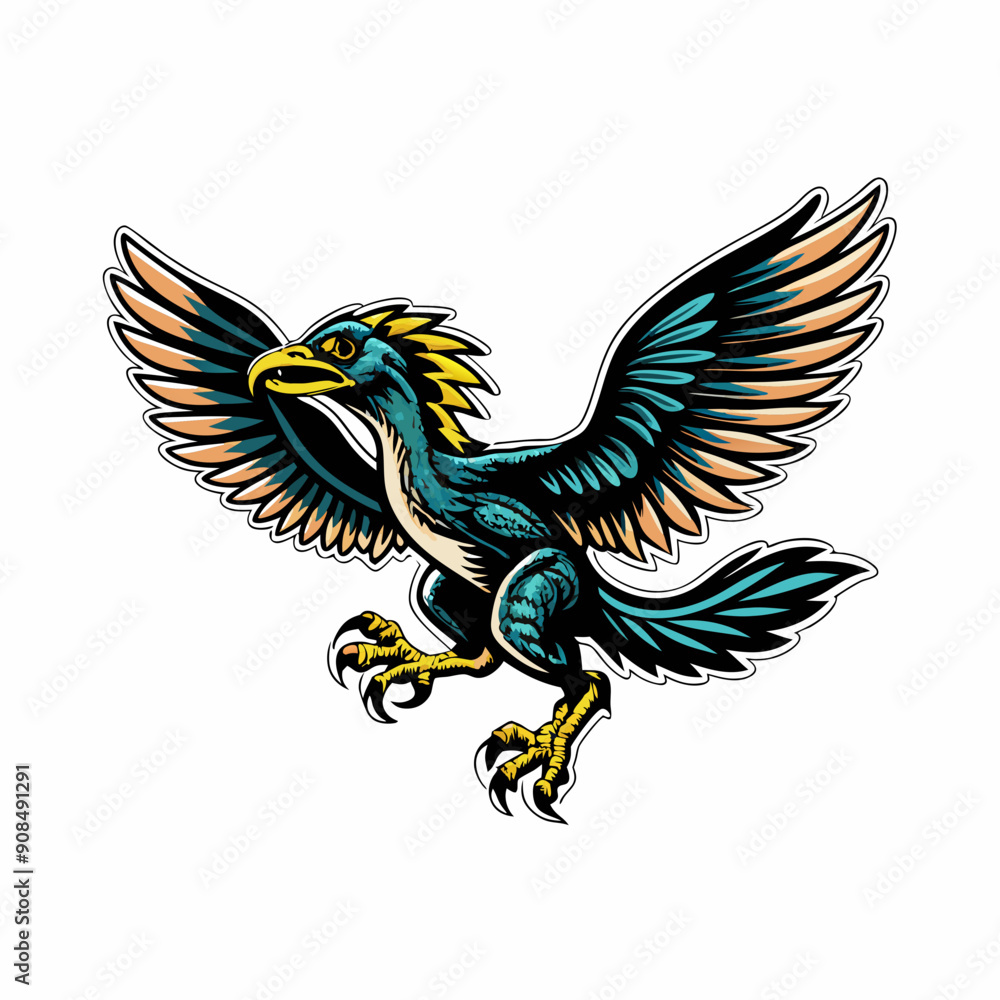 A detailed illustration depicting the early bird-like dinosaur Archaeopteryx. A detailed illustration depicting the early bird-like dinosaur Archaeopteryx.