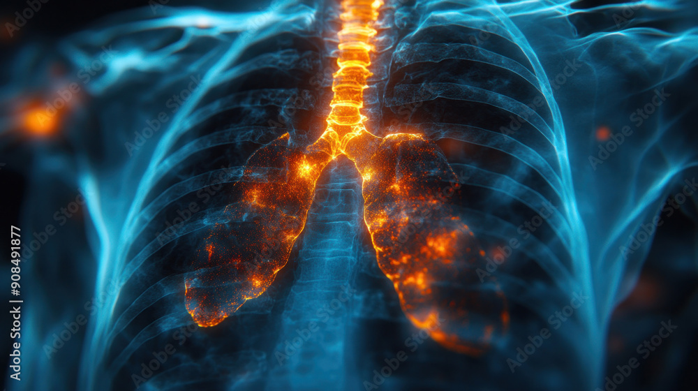 Artificial intelligence (AI) software detecting abnormalities in detailed lung X-rays. Artificial intelligence (AI) software detecting abnormalities in detailed lung X-rays.