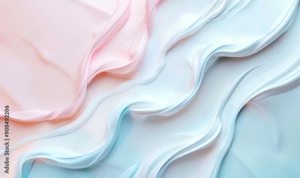 Obraz premium Moisturizer slashes and waves on light pastel background, hydrating face cream or lotion for skin care