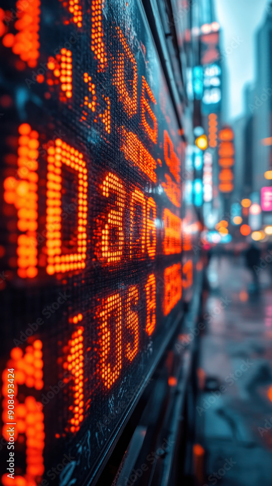 Obraz premium Stock market displays showing falling indexes and rising commodity prices.