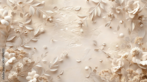 a boho style background featuring neutral pastel colors and natural floral elements