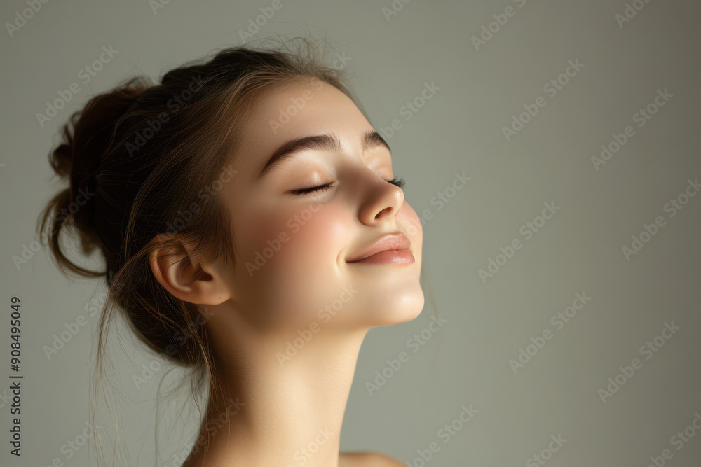 A close up of a girl's face with her eyes closed A close up of a girl's face with her eyes closed