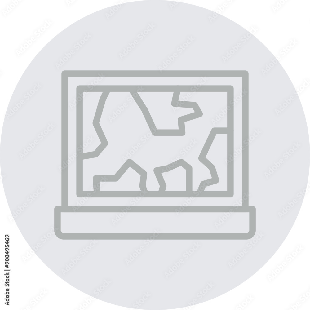 Broken Laptop Vector Line Grey Circle Grey Broken Laptop Vector Line Grey Circle Grey