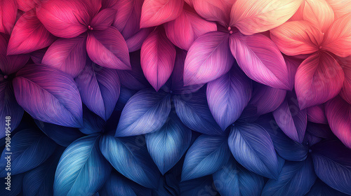 Fototapeta Naklejka Na Ścianę i Meble -  Elegant colorful with vibrant flower hanging branches illustration background. Bright color 3d abstraction wallpaper for interior mural