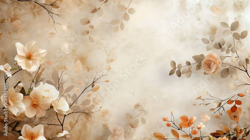 a boho style background featuring neutral pastel colors and natural floral elements