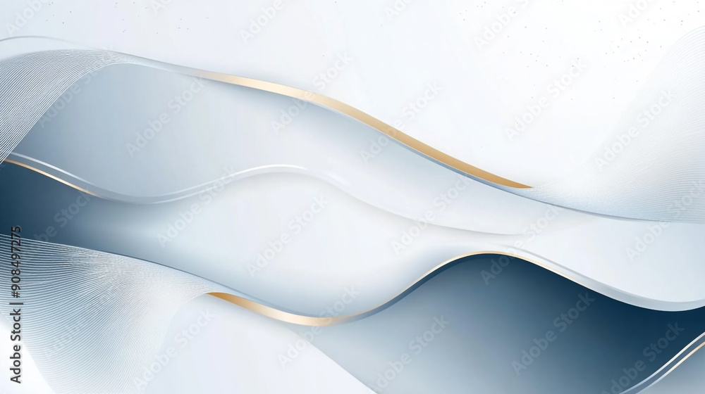 Obraz premium abstract white luxury wave gold line white background.