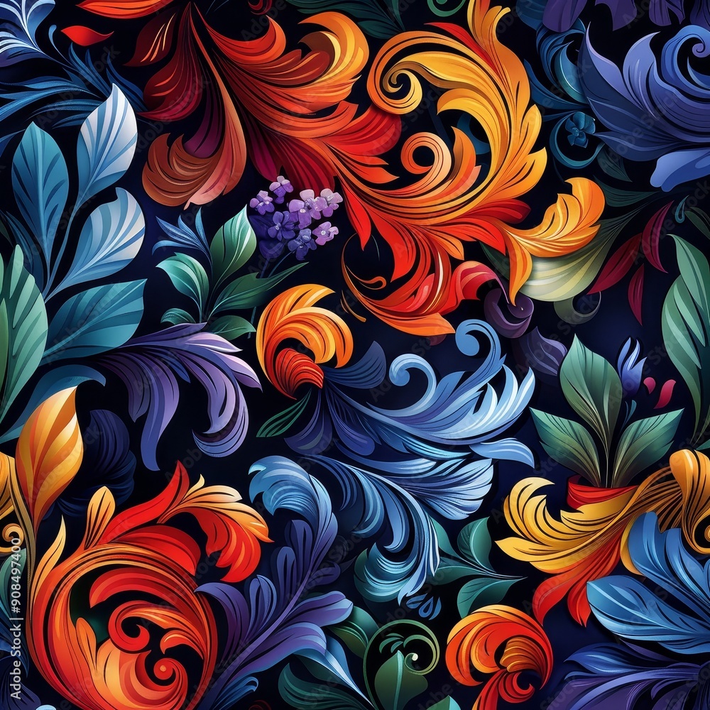 Vibrant Floral Pattern with Intricate Details Vibrant Floral Pattern with Intricate Details