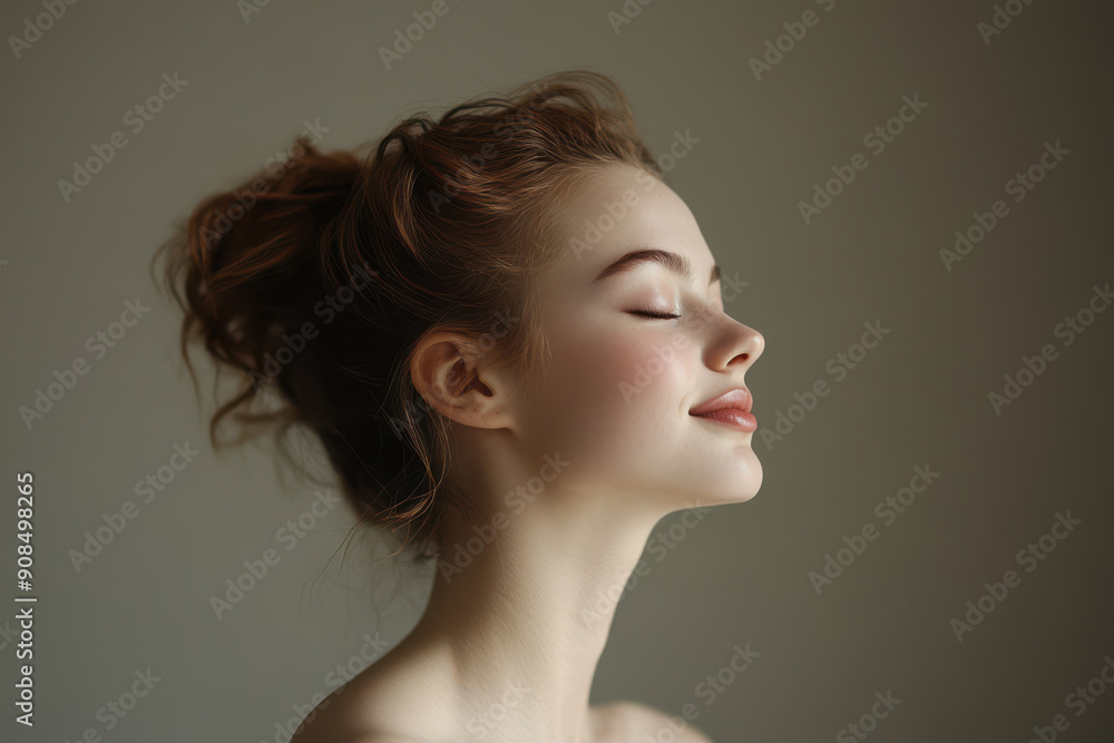A close up of a girl's face with her eyes closed A close up of a girl's face with her eyes closed