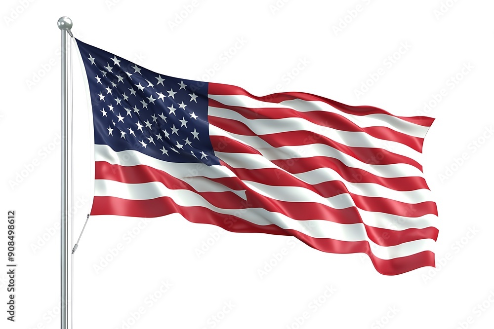 Fototapeta premium 3d illustration flag of America. America flag waving isolated on white background with clipping path.