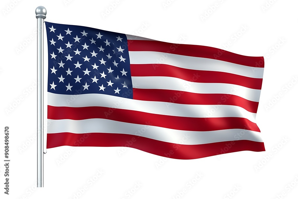 3d illustration flag of America. America flag waving isolated on white background with clipping path. 3d illustration flag of America. America flag waving isolated on white background with clipping path.