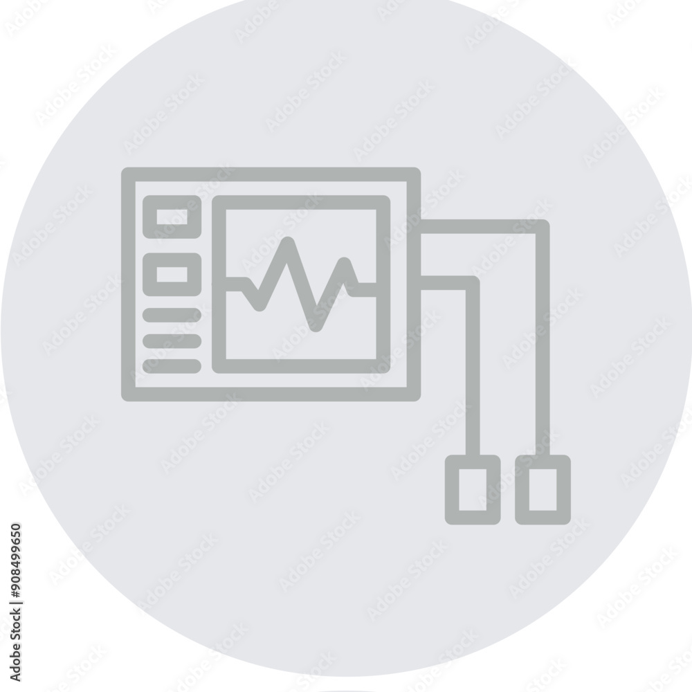 Defibrillator Vector Line Grey Circle Grey Defibrillator Vector Line Grey Circle Grey