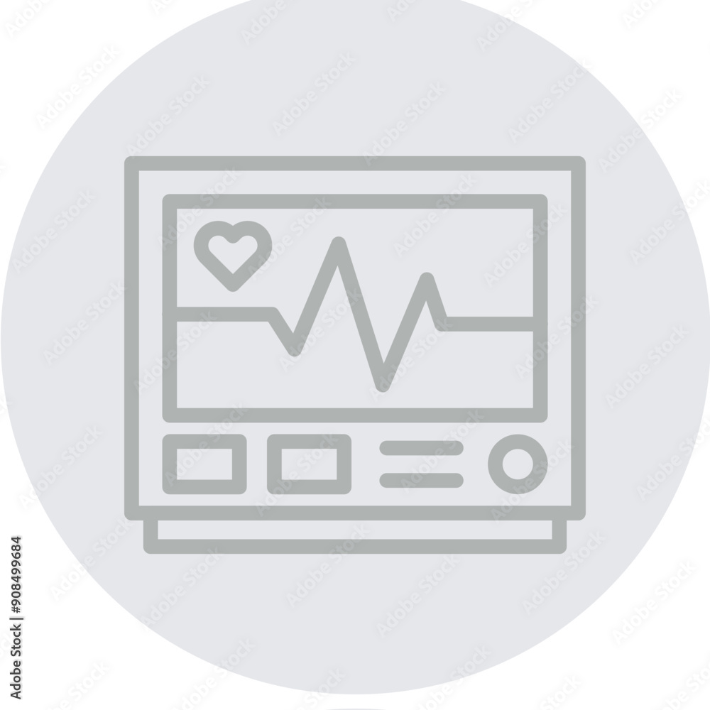 Electrocardiogram Vector Line Grey Circle Grey Electrocardiogram Vector Line Grey Circle Grey