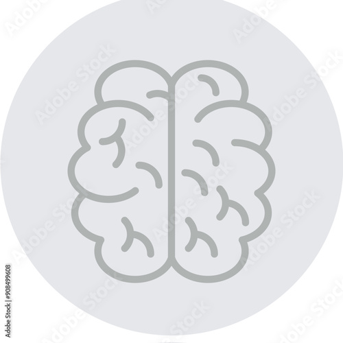 Brain Vector Line Grey Circle Grey