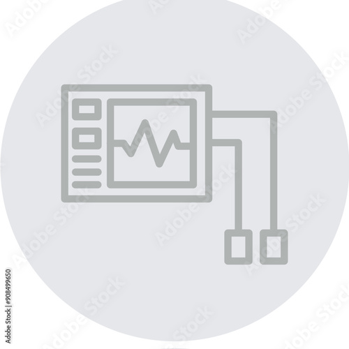 Defibrillator Vector Line Grey Circle Grey