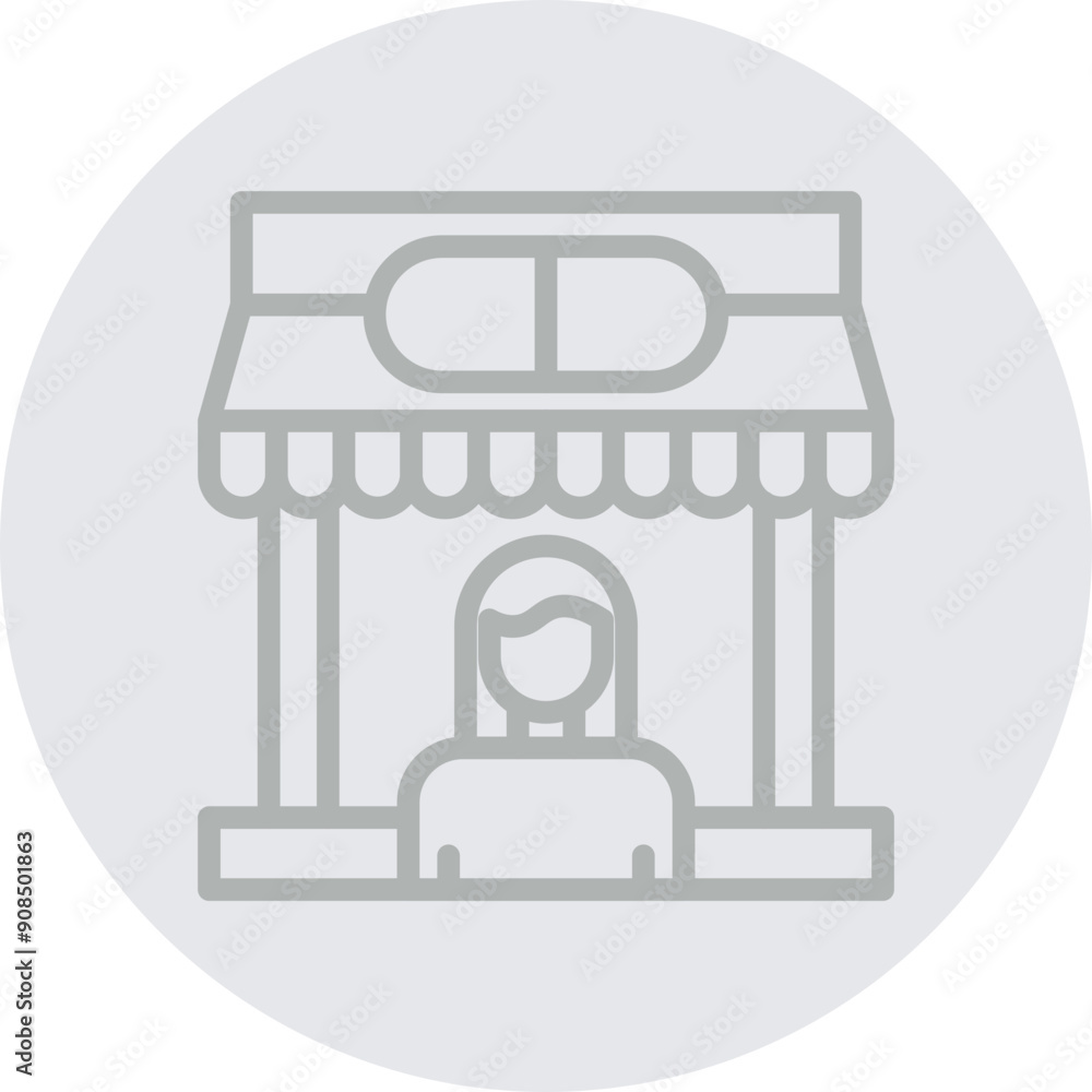 Pharmacist Vector Line Grey Circle Grey Pharmacist Vector Line Grey Circle Grey