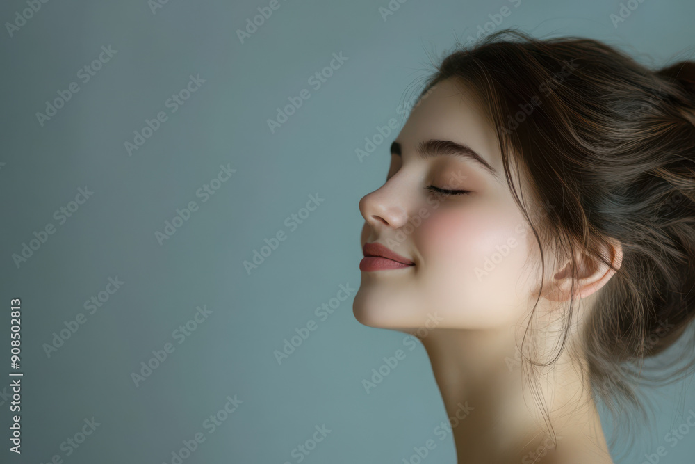 A close up of a girl's face with her eyes closed A close up of a girl's face with her eyes closed