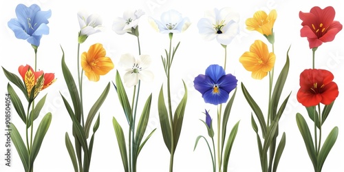 Wallpaper Mural Collection of 2D and 3D Vector Flat Abstract Minimalistic Art of Flowers and Meadow Isolated on a White Background Torontodigital.ca