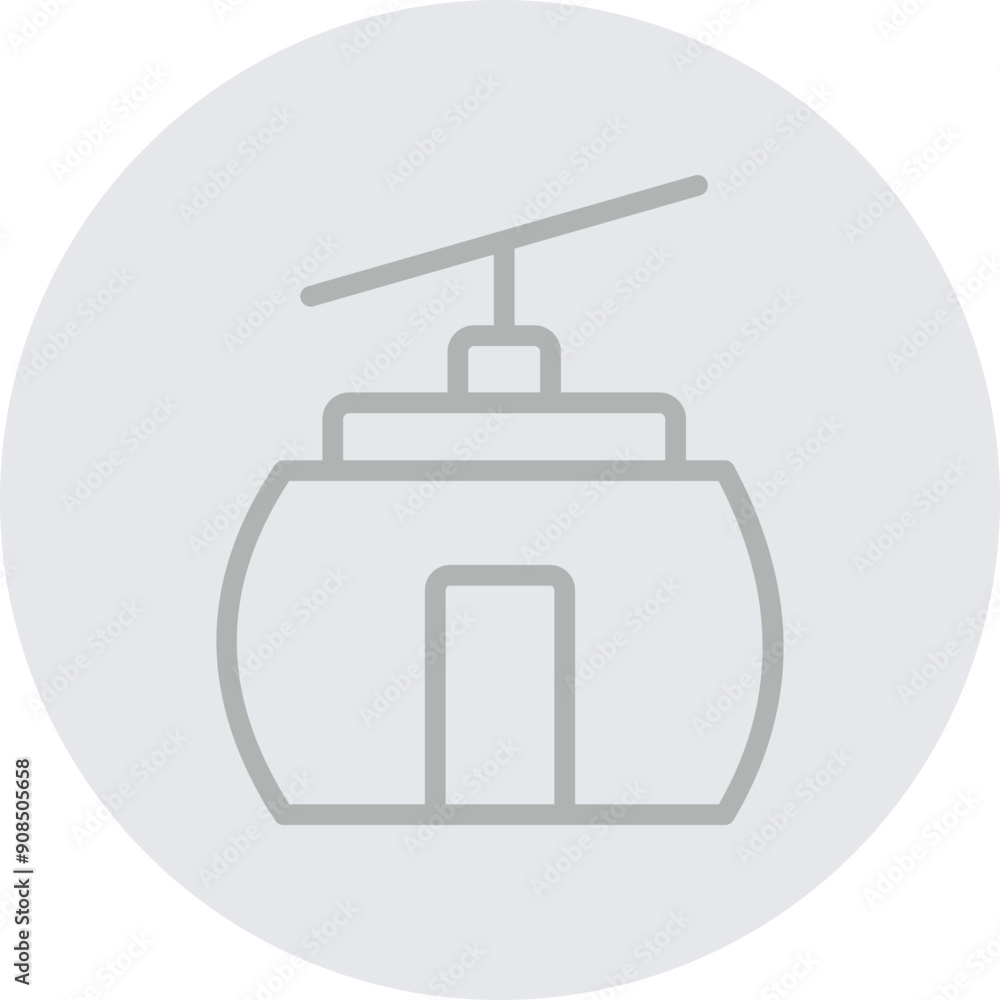 Cableway Vector Line Grey Circle Grey Cableway Vector Line Grey Circle Grey