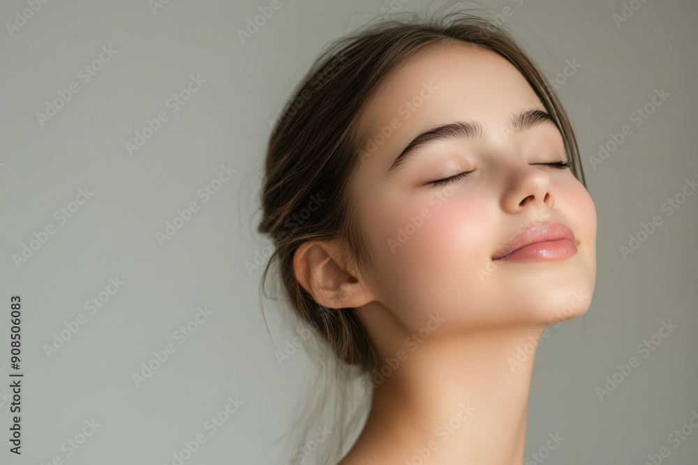 A close up of a girl's face with her eyes closed A close up of a girl's face with her eyes closed