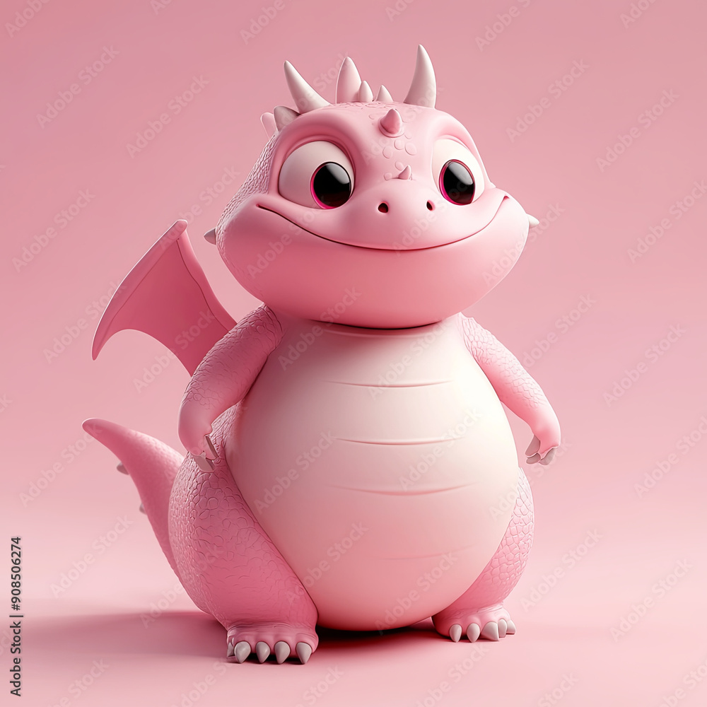 Naklejka premium 3d cute fat dragon