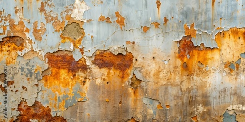 Weathered concrete wall texture with rusty, damaged surface featuring a distressed, vintage pattern, perfect as a unique abstract background for creative projects. photo