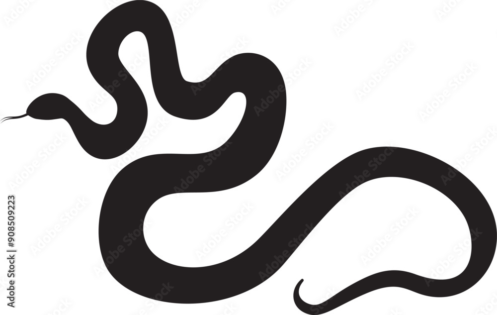 Stylized black silhouette of the snake. Isolated symbol or icon of snake. Abstract vector illustration of serpent silhouette. Stylized black silhouette of the snake. Isolated symbol or icon of snake. Abstract vector illustration of serpent silhouette.