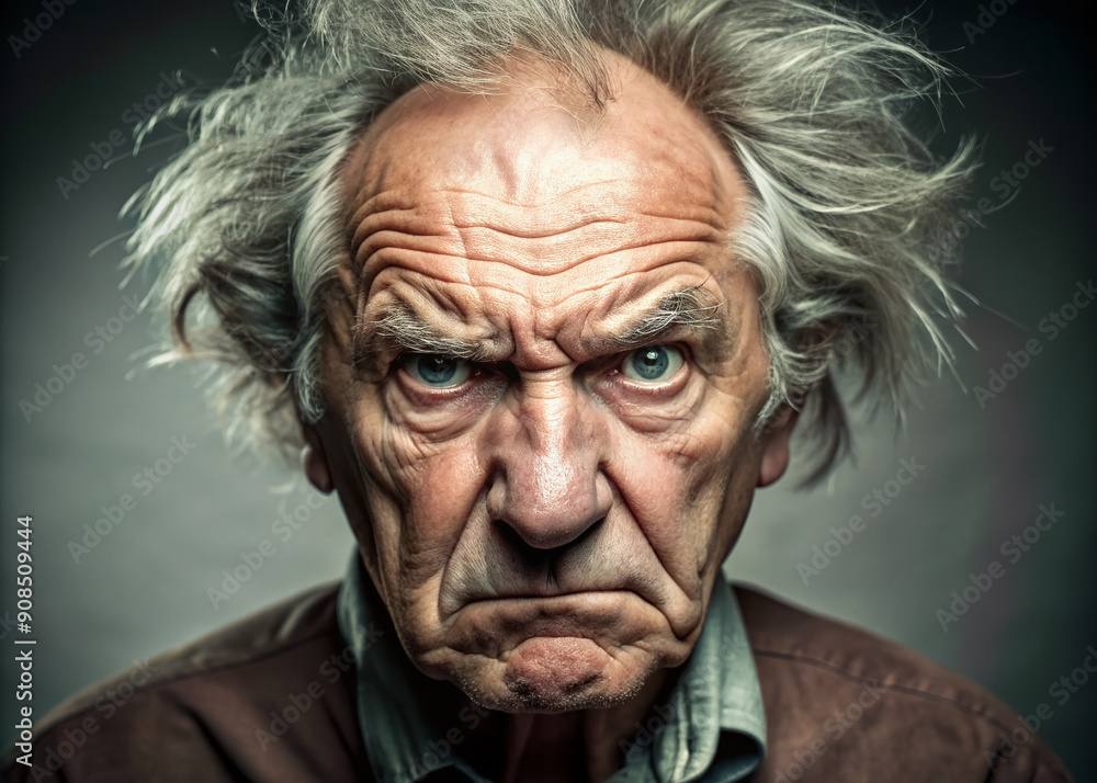 Agnized elderly gentleman, disheveled and red-faced, glaring directly at the camera with intense anger and resentment, conveying a sense of bitter frustration. Agnized elderly gentleman, disheveled and red-faced, glaring directly at the camera with intense anger and resentment, conveying a sense of bitter frustration.