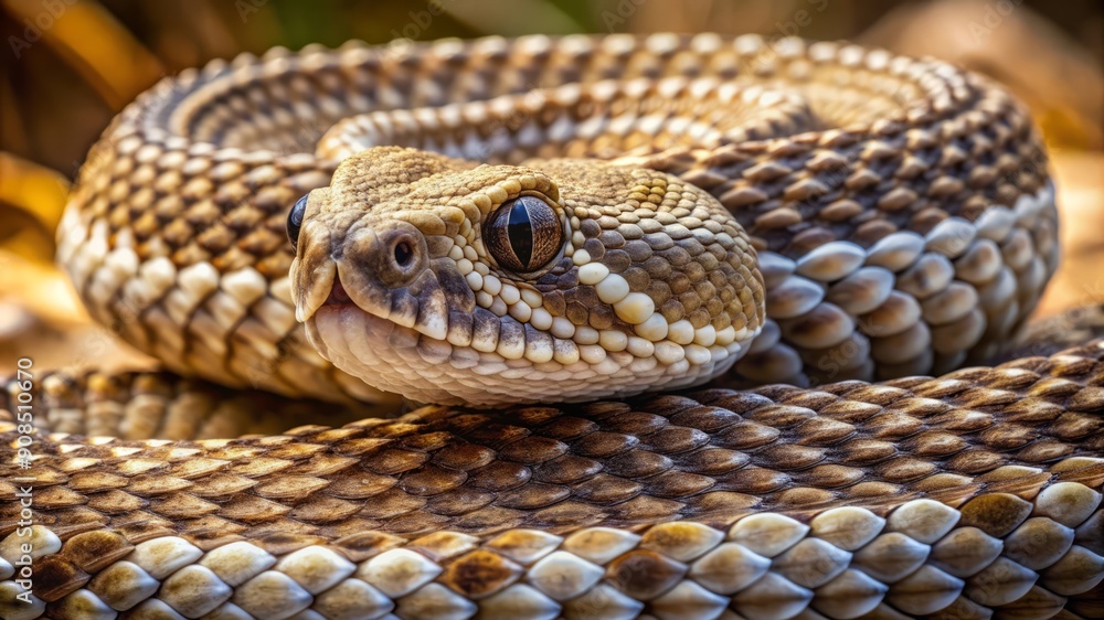 Fototapeta premium Close-up of a Rattlesnake's Head and Scales.