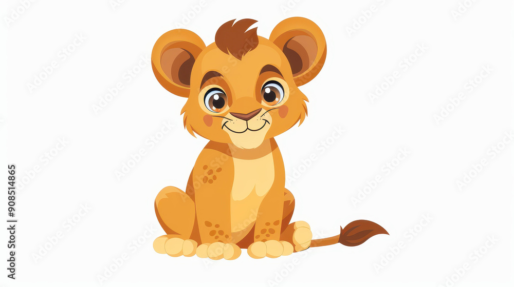 Obraz premium Adorable lion art perfect for childrens rooms, party invites, and animal print lovers. A joyful touch for any space