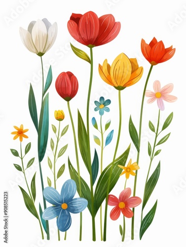 Wallpaper Mural Collection of 2D and 3D Vector Flat Abstract Minimalistic Art of Flowers and Meadow Isolated on a White Background Torontodigital.ca