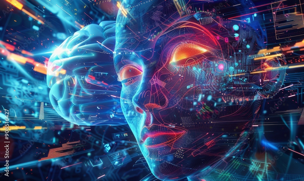 Futuristic Illustration: A Technological Background of Creativity and Innovation Futuristic Illustration: A Technological Background of Creativity and Innovation
