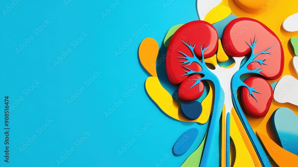 Visualize kidney anatomy with this 3D illustration, perfect for educational healthcare concepts in a modern style. Visualize kidney anatomy with this 3D illustration, perfect for educational healthcare concepts in a modern style.