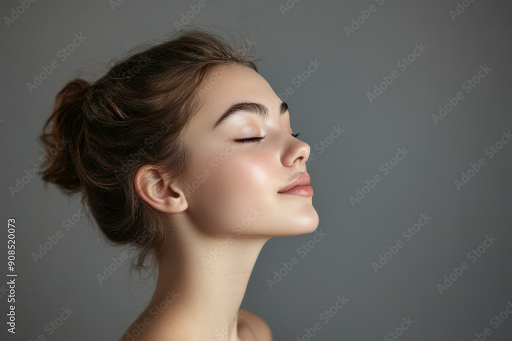 A close up of a girl's face with her eyes closed A close up of a girl's face with her eyes closed