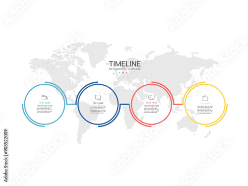 Vector infographic thin line design with marketing icons. Business concept with 4 options, steps or processes.