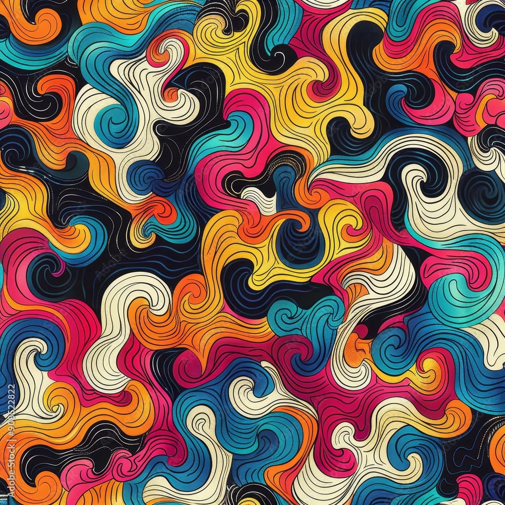 Abstract Swirling Pattern of Multicolored Lines Abstract Swirling Pattern of Multicolored Lines