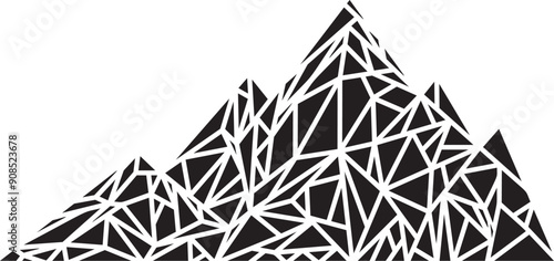 Abstract mountain polygonal silhouette illustration. Abstract retro geometric mountain illustration design.