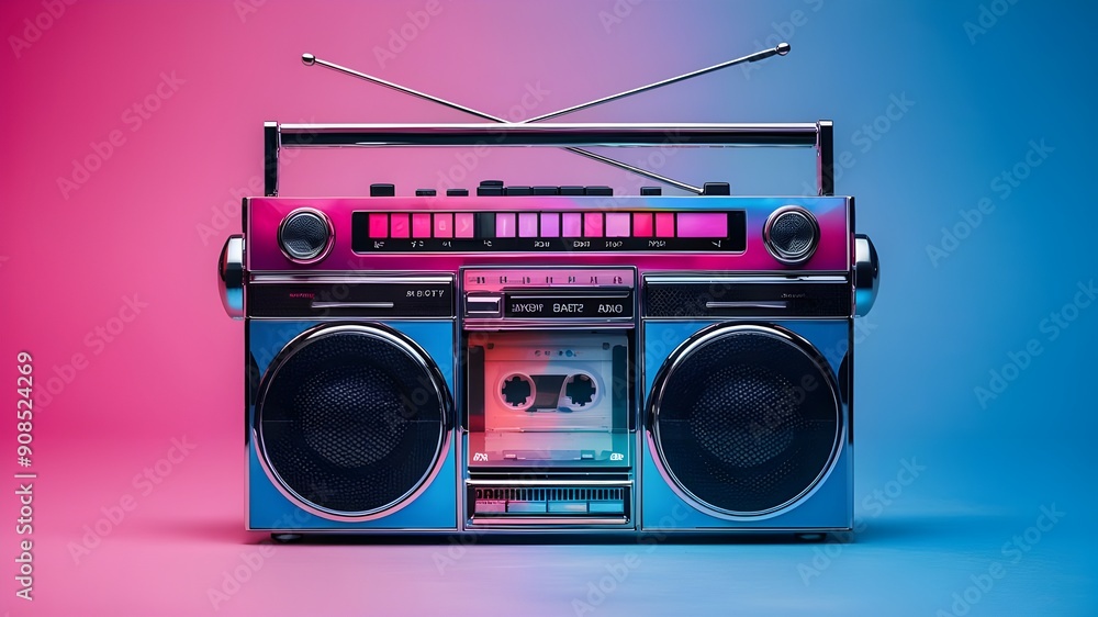 Fototapeta premium vibrant vintage Boombox 3D illustration