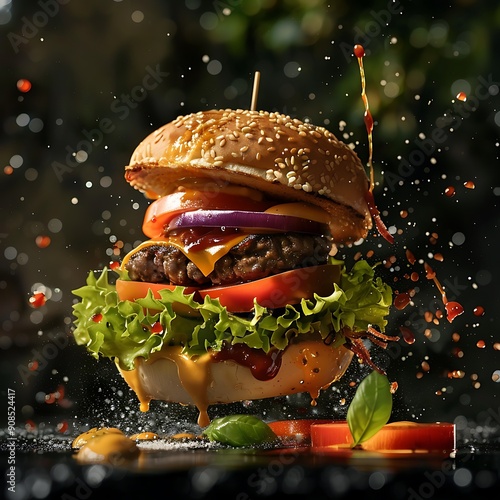 Gourmet Cheeseburger,  AI-generated image
