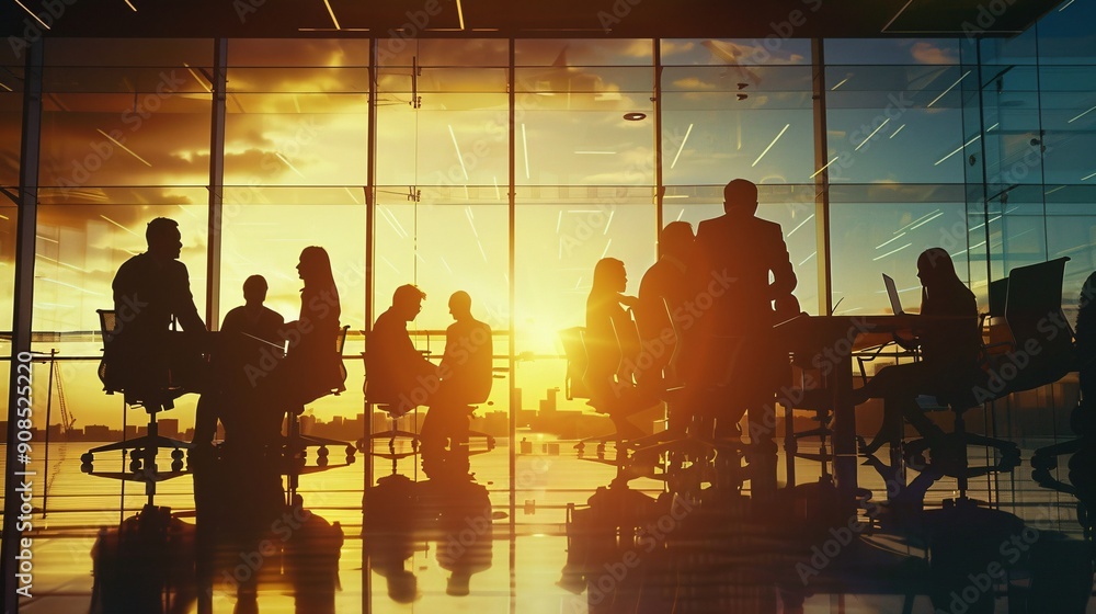 Unity in the Workplace: Silhouette of Office Workers Embracing Teamwork and Partnership Unity in the Workplace: Silhouette of Office Workers Embracing Teamwork and Partnership