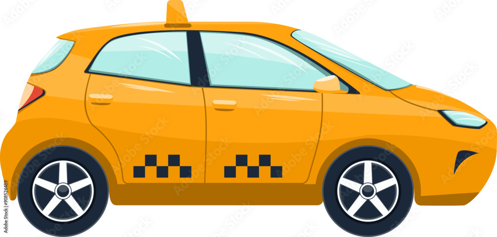 Detailed yellow taxi car, taxi icon, vector illustration in simple flat style. Taxicab transport clip art isolated on white background Detailed yellow taxi car, taxi icon, vector illustration in simple flat style. Taxicab transport clip art isolated on white background